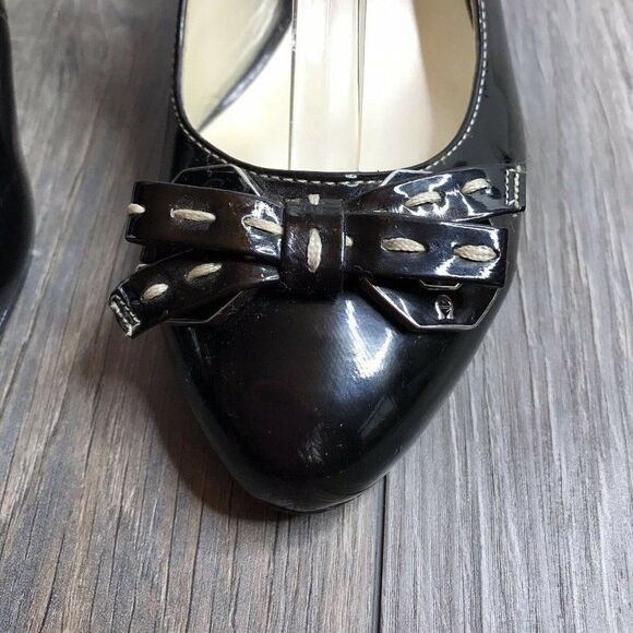 Etienne Aigner Womens Bronte Black Bow Slingback Heels Round Toe Size 8M - Picture 6 of 10